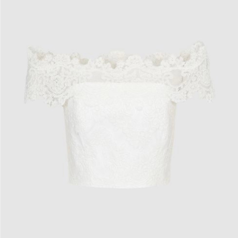 Summer Reiss EVORA BARDOT LACE CROP TOP